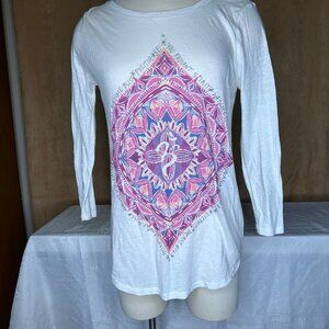 Lucky Brand Lotus "OM" Creme 3/4 Sleeve, S